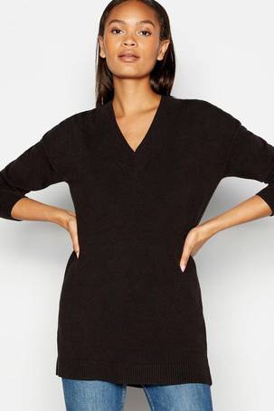 v neck black jumper womens