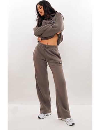 PRETTYLITTLETHING Charcoal Badge Cuffed Joggers