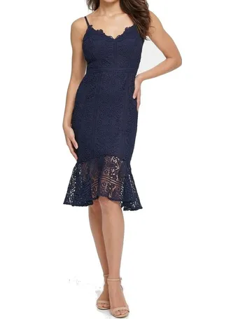 guess navy lace dress