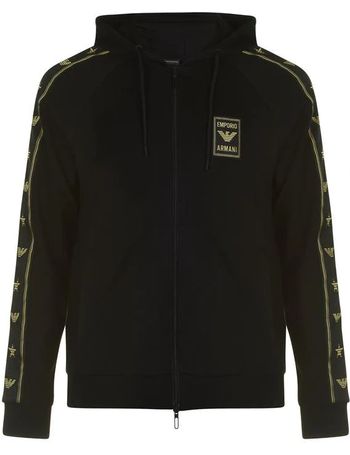 emporio armani gold tape full zip hoodie