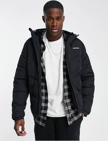Hollister borg lined heavyweight hooded puffer jacket in white