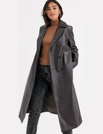 asos design bonded shearling borg trench coat