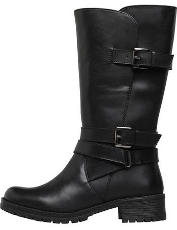 onfire womens knee length leather boots black