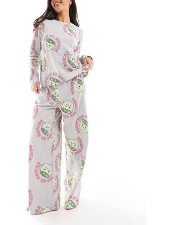 ASOS DESIGN mix & match rib pyjama trouser with lettuce hem in