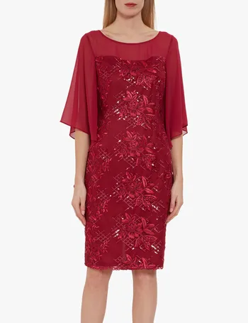 gina bacconi red lace dress