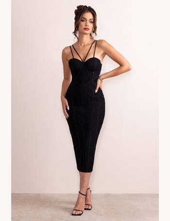 Encapsulate Black Lace Ruched Strapless Fishtail Maxi Dress – Club L London  - UK
