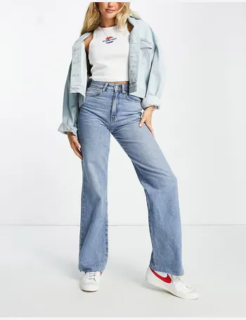 stradivarius 90s dad jean in medium blue