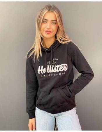 Hollister front logo hoodie in black