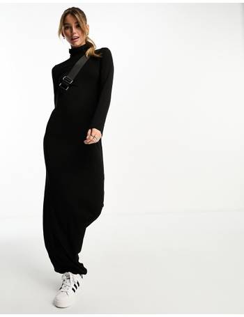 Miss Selfridge long sleeve sheer lace maxi dress in black