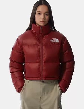 womens red north face puffer jacket