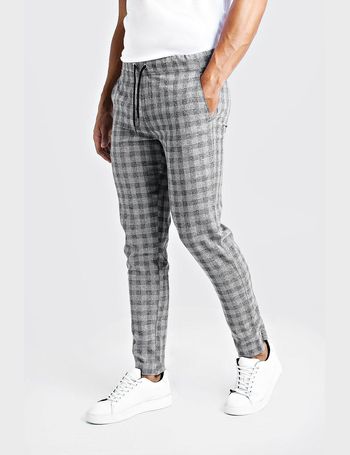 mens checked jogger trousers