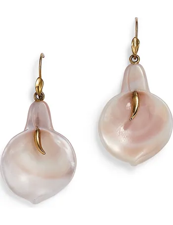 Annette Ferdinandsen White Mother of Pearl Bamboo Earrings