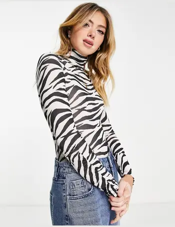 Miss Selfridge scoop bodysuit in zebra print