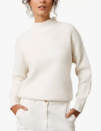 mint velvet beige funnel neck long jumper