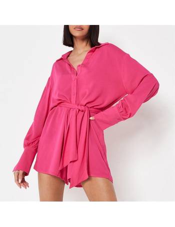 Missguided, Wrap Drape Satin Floaty Playsuit