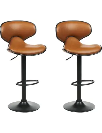 Set of 2 Fabric Bar Chairs Light Orange DARIEN 