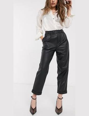 stradivarius brown leather trousers