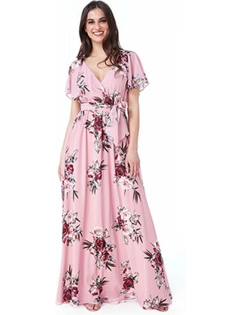 goddiva floral sleeve maxi dress