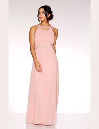 Quiz pink chiffon hot sale embellished maxi dress