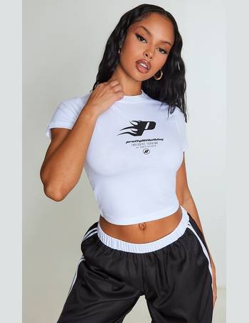 White Hollywood Boulevard Fitted Crop T Shirt