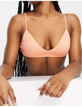Weekday mesh and satin cut out bra in black