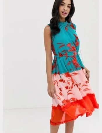 ted baker teal bird print dress