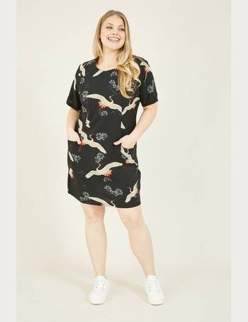 Black Plus Size Floral Mesh Tunic Dress