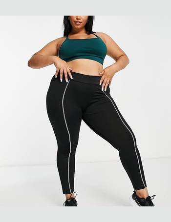 Threadbare Fitness Petite Gym Leggings With Contrast Piping In Black