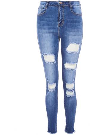 Shop Quiz Women S Blue Ripped Jeans Up To 40 Off Dealdoodle