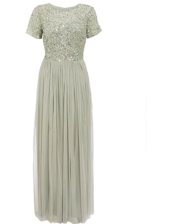 quiz sage embellished maxi dress