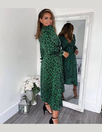Green Leopard Print Long Sleeve Smock Midi Dress – AX Paris