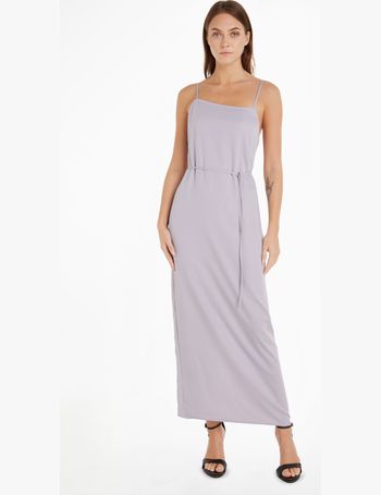 Calvin Klein logo roll neck midi dress in white