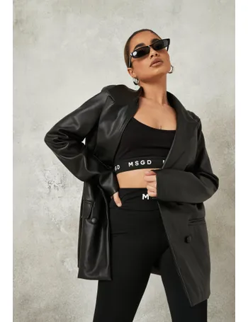 zara mcdermott x missguided black soft faux leather oversized blazer