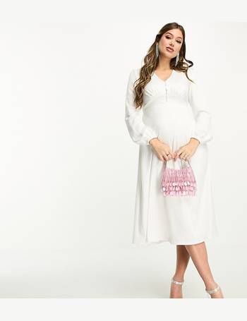Flounce London Maternity ruched bodycon dress in white