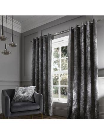 Catherine Lansfield Crushed Velvet Lined Eyelet Curtains