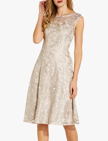 adrianna papell embroidered illusion gown