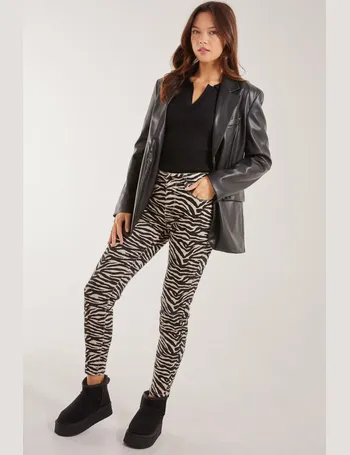 Zebra Printed Mesh Flare Pants