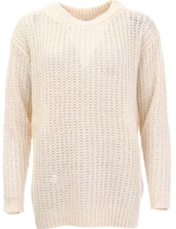 Vero Moda Tall split hem longline jumper in cream