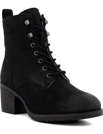 Dune Phyllis Leather Double Buckle Lace Up Boots, Black at John Lewis &  Partners