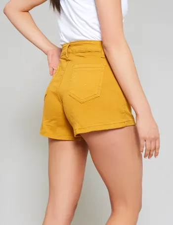 mustard denim shorts