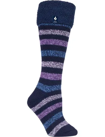 Womens Striped Thermal Socks With Grips