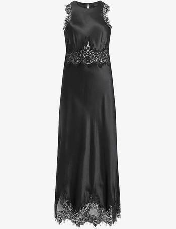 AllSaints Camila Lace Maxi Dress in Black
