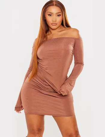 Shape Orange Knit Bardot Long Sleeve Unitard