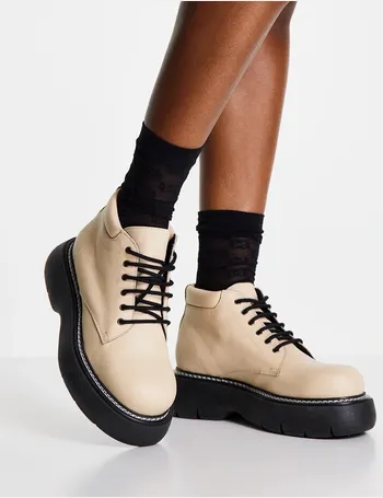 topshop kali lace up boot in chocolate croc