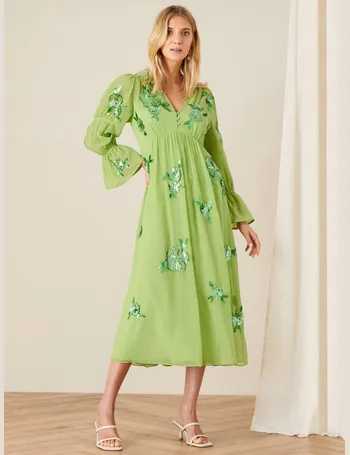 lili embellished midaxi dress green