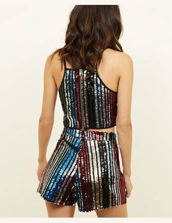 Rainbow stripe hot sale sequin shorts