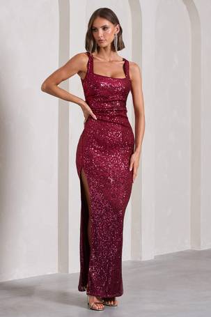 New Energy Gold Sequin Strappy Ruched Bodycon Midi Dress – Club L
