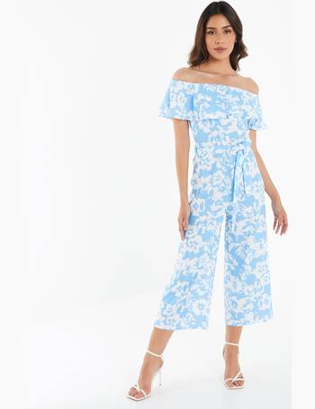 quiz floral bardot jumpsuit