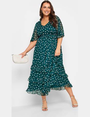 Plus Size YOURS LONDON Curve Forest Green Lace Front Chiffon Maxi