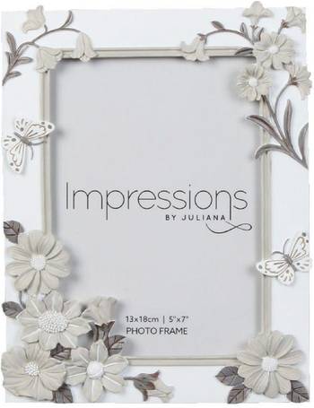 5" x 7" Impressions Grey Floral Resin Frame with Butterfly 